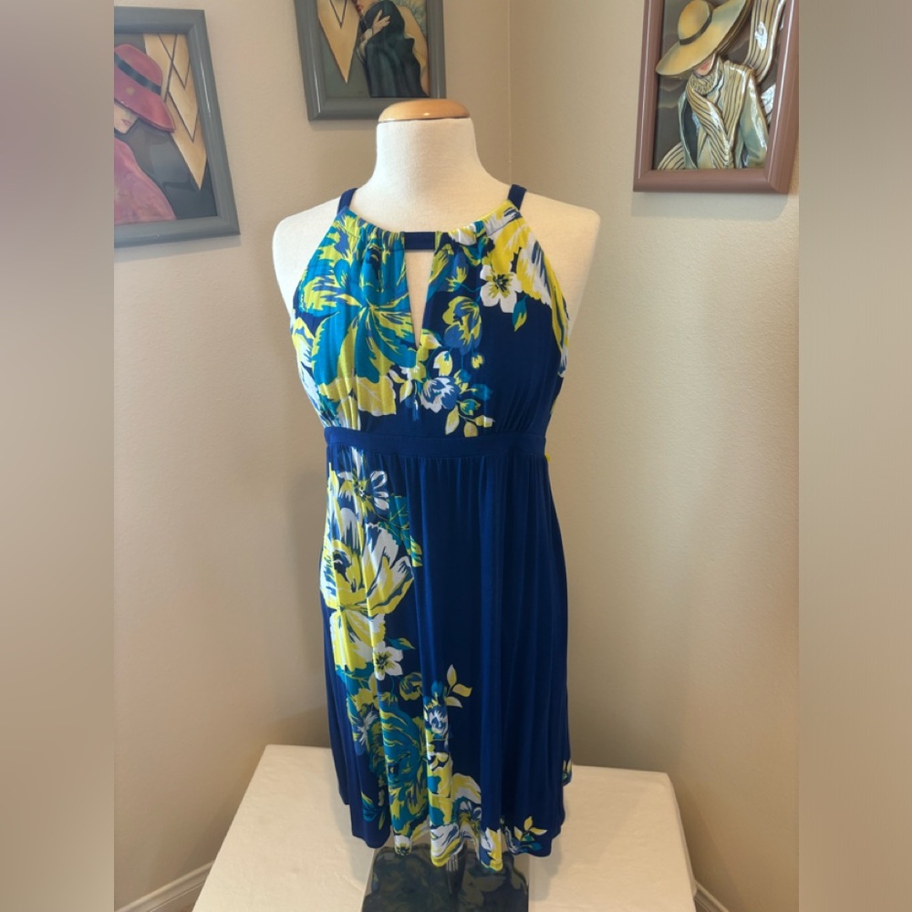 Worn one time, summer blue and yellow dress